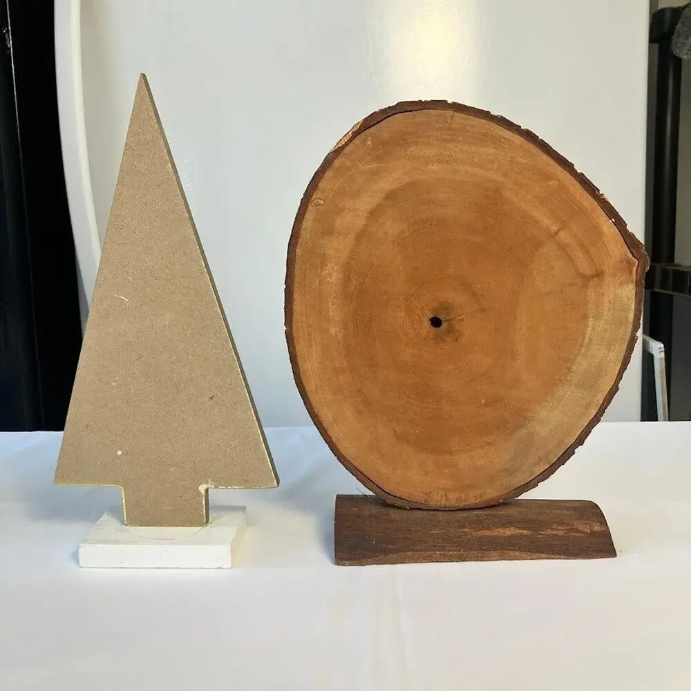 Pier 1 Wooden Christmas Decor Vintage Table Top Christmas Tree & Fox Rustic Set